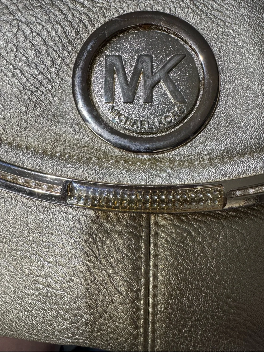 Michael Kors Metallic Gold Leather Crossbody Wristlet
